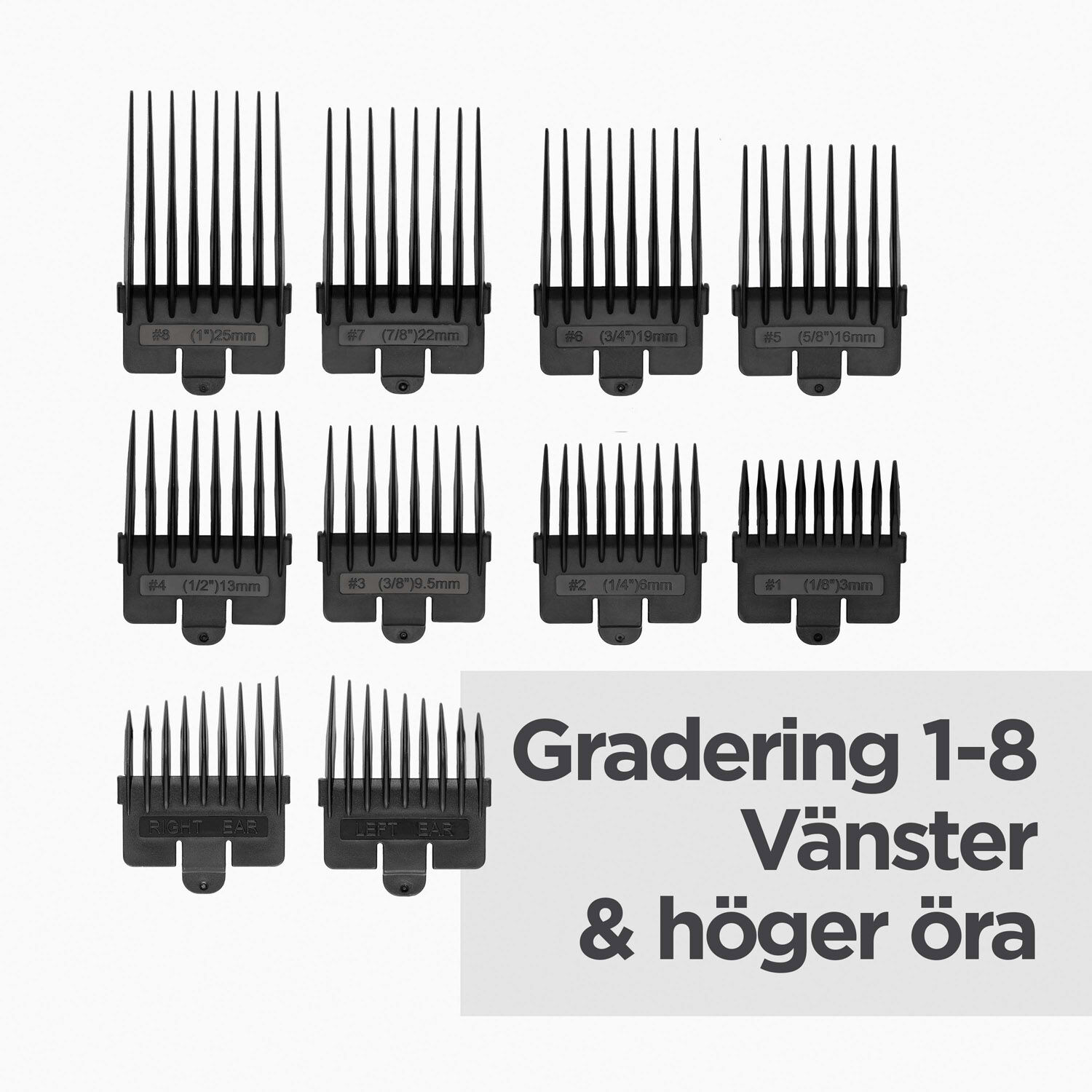 Gradering 1-8, V&auml;nster & h&ouml;ger &ouml;ra
